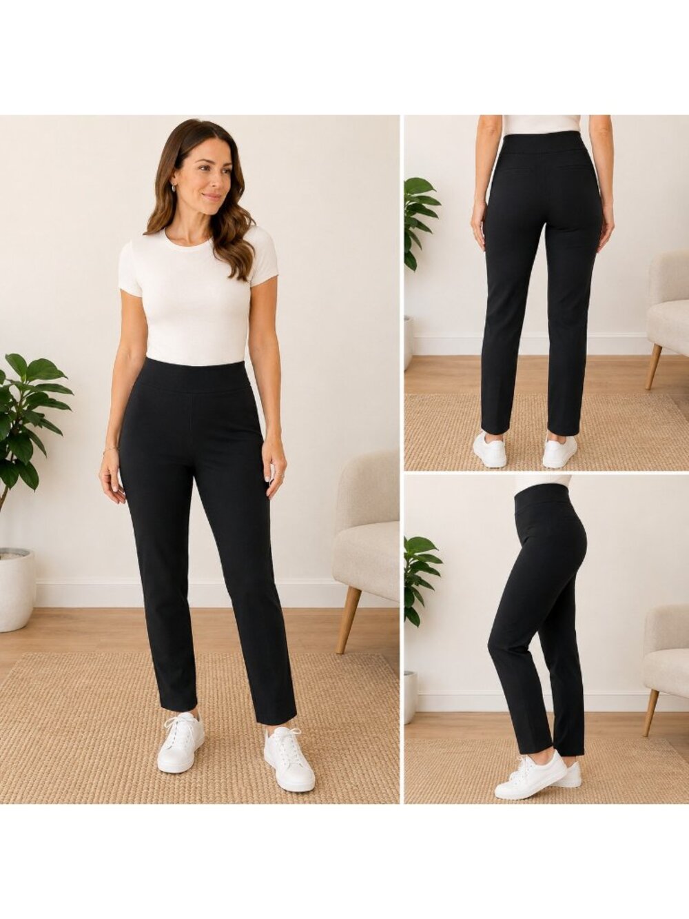 SPANXsmooth Perfect Fit Ponte Slim Straight Pants Women’s L Black Pull On